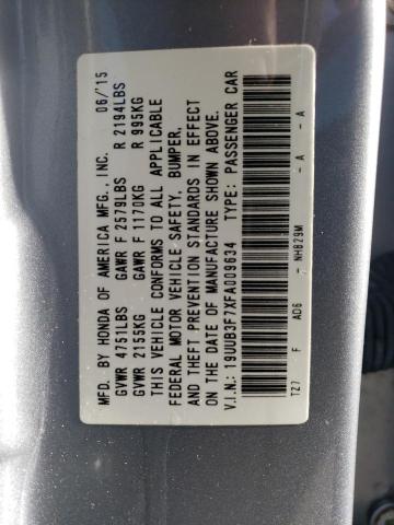 19UUB3F7XFA009634 - 2015 ACURA TLX ADVANCE SILVER photo 13