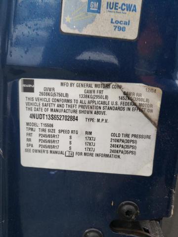 4NUDT13S652702884 - 2005 ISUZU ASCENDER S 蓝色 照片 10