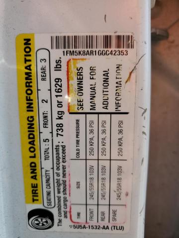 1FM5K8AR1GGC42353 - 2016 FORD EXPLORER POLICE INTERCEPTOR თეთრი ფოტო 13