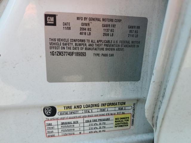 1G1ZK57749F189093 - 2009 CHEVROLET MALIBU LTZ თეთრი ფოტო 12