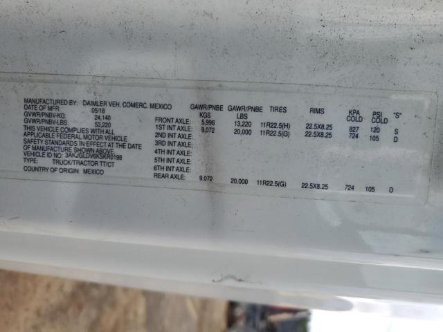 3AKJGLDV6KSKR0198 - 2019 FREIGHTLINER CASCADIA 1 WHITE photo 10