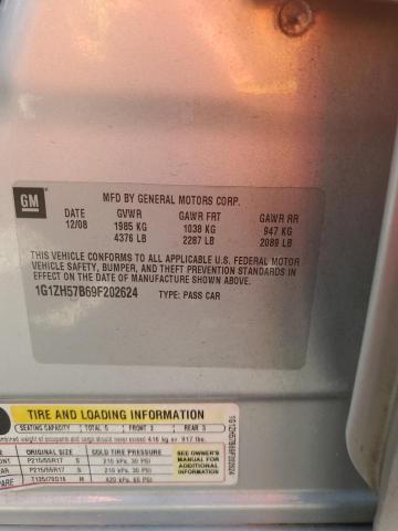 1G1ZH57B69F202624 - 2009 CHEVROLET MALIBU 1LT 银色 照片 12