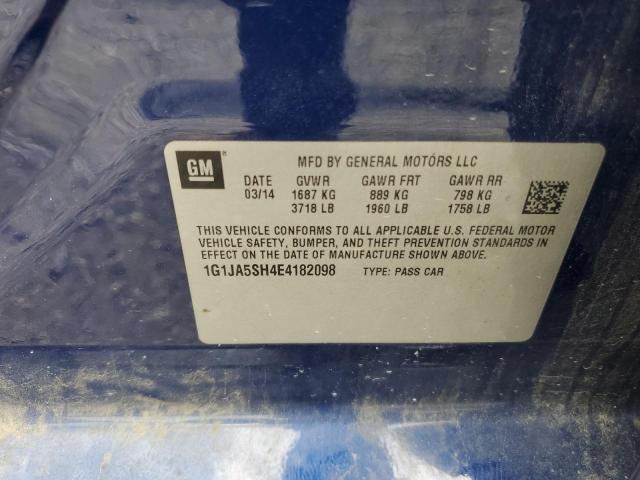 1G1JA5SH4E4182098 - 2014 CHEVROLET SONIC LS BLUE photo 12