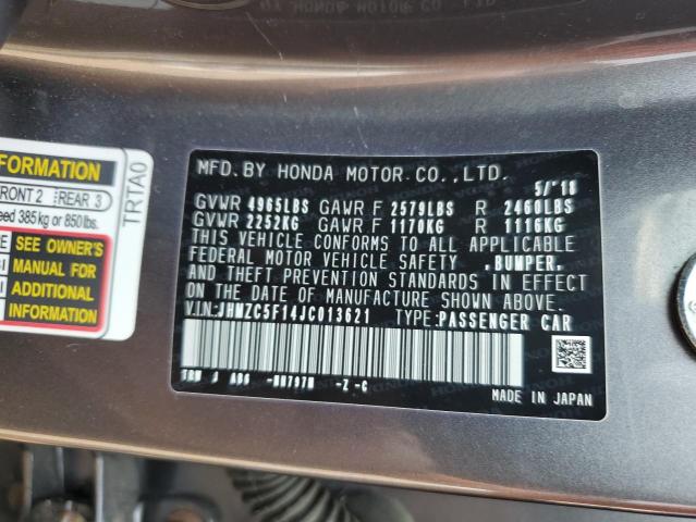 JHMZC5F14JC013621 - 2018 HONDA CLARITY GRAY photo 13