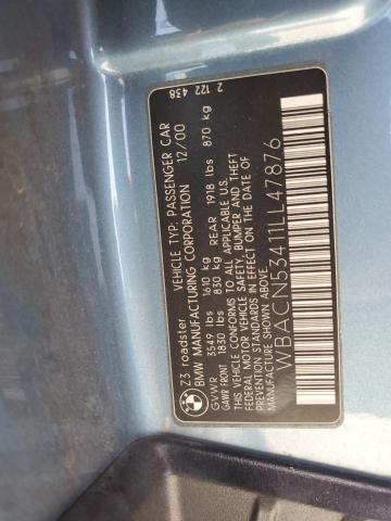 WBACN53411LL47876 - 2001 BMW Z3 3.0 BLUE photo 12