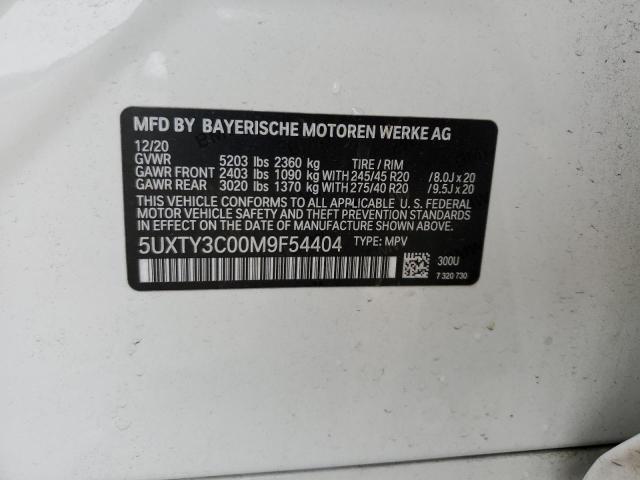 5UXTY3C00M9F54404 - 2021 BMW X3 SDRIVE30I WHITE photo 13