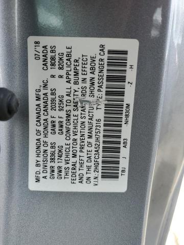 2HGFC3A52JH757316 - 2018 HONDA CIVIC SI SILVER photo 12