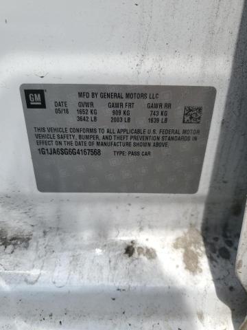 1G1JA6SG6G4167568 - 2016 CHEVROLET SONIC LS WHITE photo 13