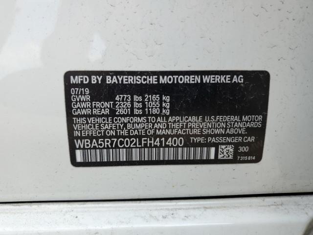 WBA5R7C02LFH41400 - 2020 BMW 330XI WHITE photo 12