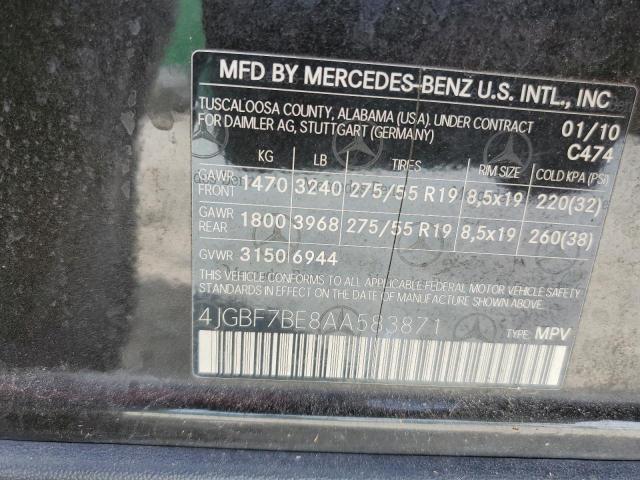 4JGBF7BE8AA583871 - 2010 MERCEDES-BENZ GL 450 4MATIC BLACK photo 14