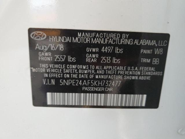 5NPE24AF5KH732477 - 2019 HYUNDAI SONATA SE WHITE photo 13