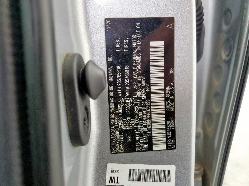 5TDHZRBH7MS072199 - 2021 TOYOTA HIGHLANDER XLE SILVER photo 13