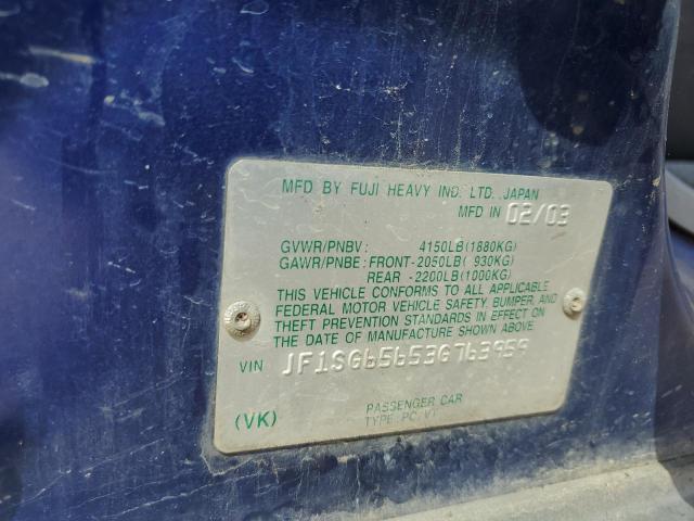 JF1SG65653G763959 - 2003 SUBARU FORESTER 2.5XS Синий фото 12