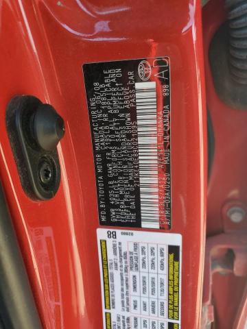 2T1KE40E89C021095 - 2009 TOYOTA MATRIX S Կարմիր լուսանկար 12