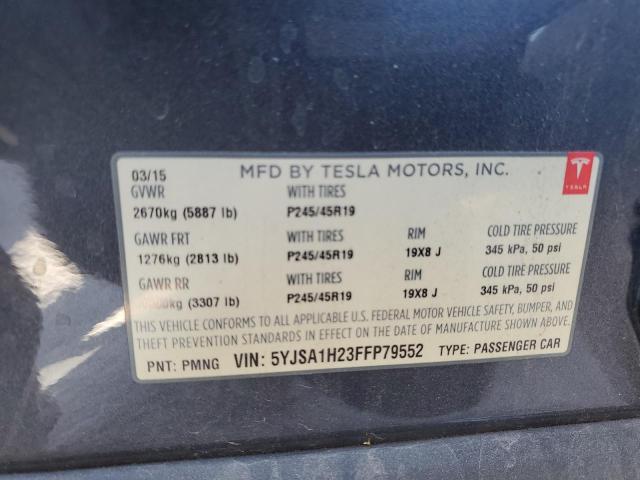 5YJSA1H23FFP79552 - 2015 TESLA MODEL S 85D CHARCOAL photo 12