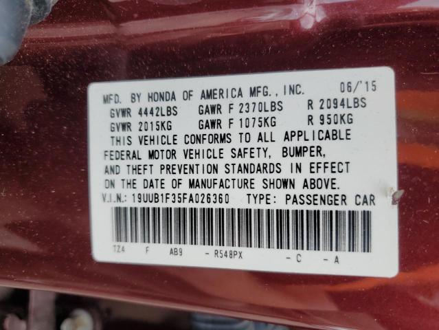 19UUB1F35FA026360 - 2015 ACURA TLX MAROON photo 13