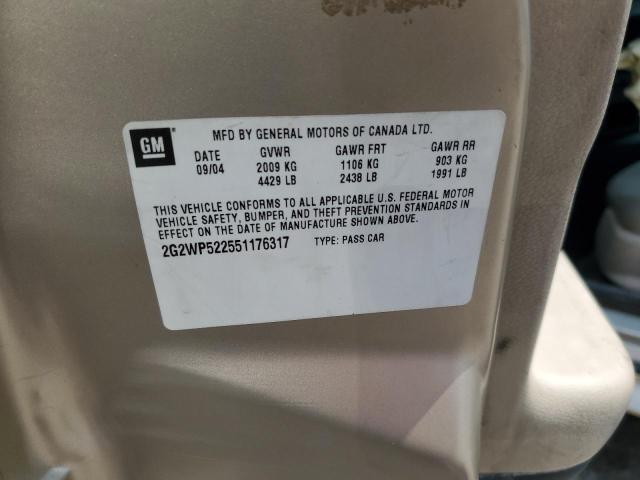 2G2WP522551176317 - 2005 PONTIAC GRAND PRIX 金色 照片 12