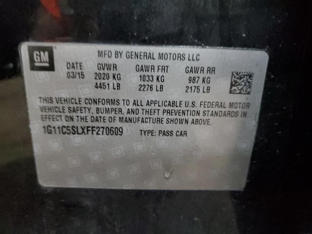 1G11C5SLXFF270609 - 2015 CHEVROLET MALIBU 1LT BLACK photo 12