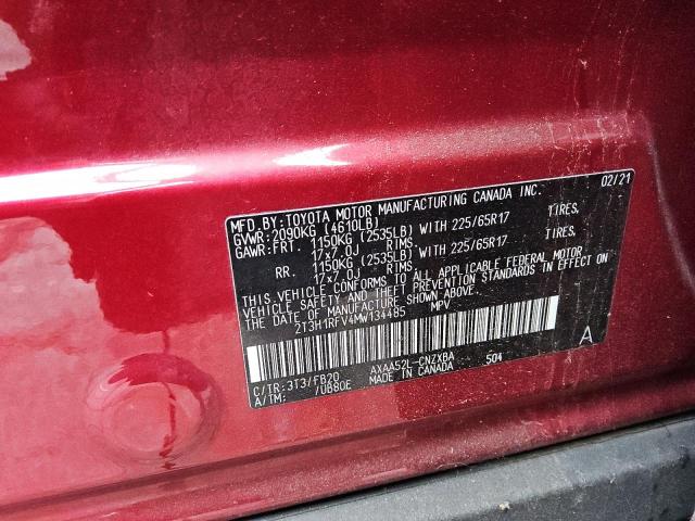 2T3H1RFV4MW134485 - 2021 TOYOTA RAV4 LE RED photo 13