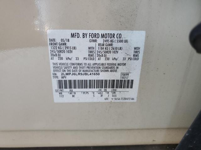 2LMPJ6LR9JBL41650 - 2018 LINCOLN MKX RESERVE Կրեմագույն լուսանկար 12