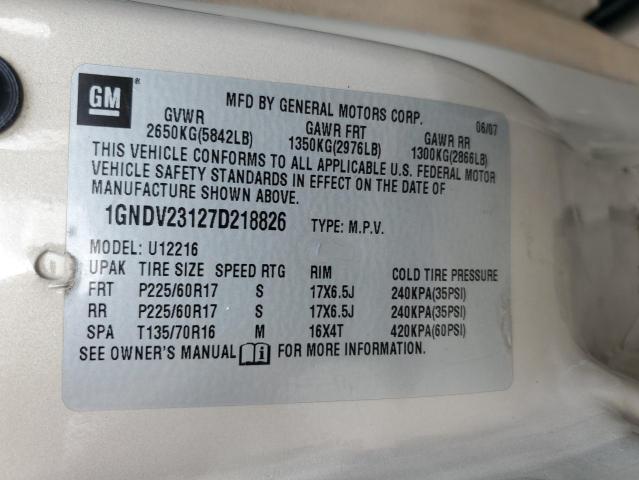 1GNDV23127D218826 - 2007 CHEVROLET UPLANDER LS 棕色 照片 13