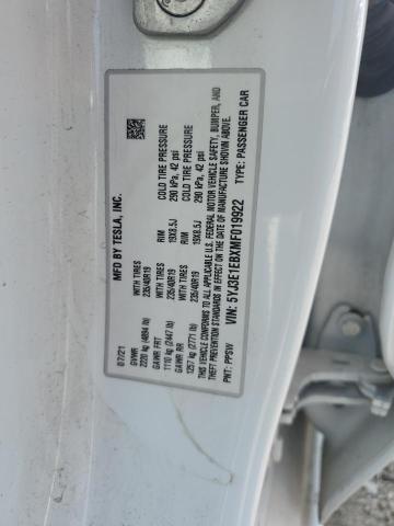 5YJ3E1EBXMF019922 - 2021 TESLA MODEL 3 白色 照片 12