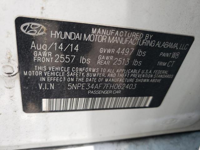 5NPE34AF7FH062403 - 2015 HYUNDAI SONATA SPORT WHITE photo 12