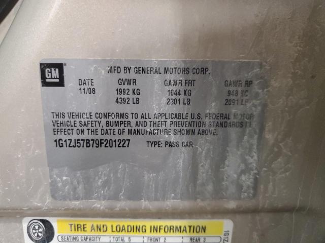 1G1ZJ57B79F201227 - 2009 CHEVROLET MALIBU 2LT GOLD photo 12