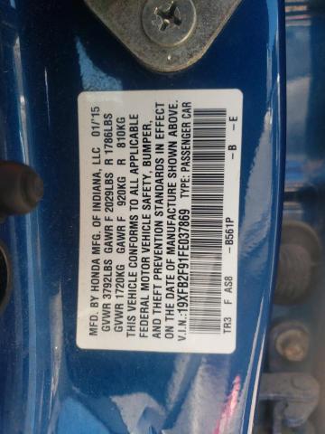 19XFB2F91FE037869 - 2015 HONDA CIVIC EXL 蓝色 照片 12