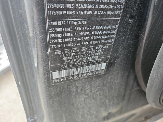 SALSF2D41CA726733 - 2012 LAND ROVER RANGE ROVE HSE BLACK photo 10