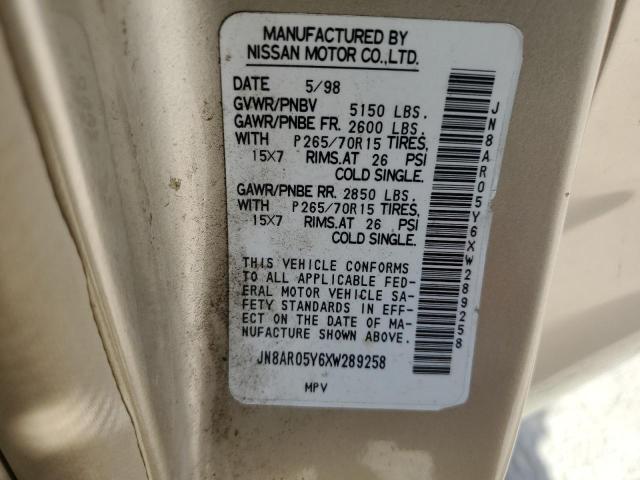 JN8AR05Y6XW289258 - 1999 NISSAN PATHFINDER LE GOLD photo 12