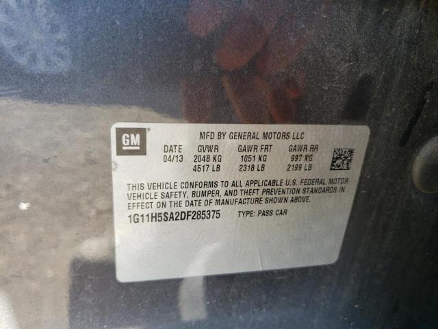 1G11H5SA2DF285375 - 2013 CHEVROLET MALIBU LTZ Noir photo 12