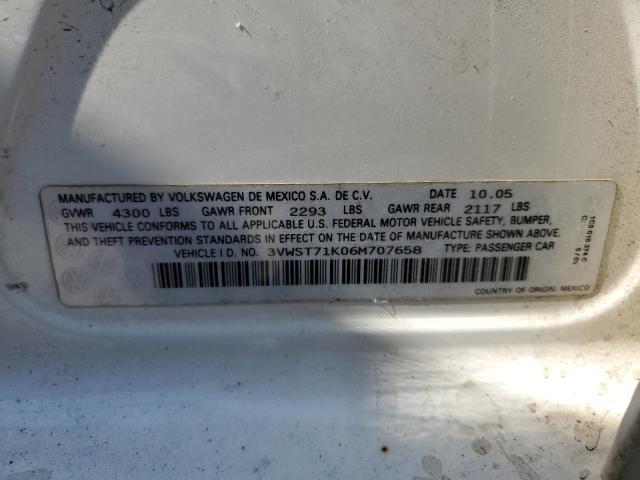 3VWST71K06M707658 - 2006 VOLKSWAGEN JETTA TDI OPTION PACKAGE 1 WHITE photo 12