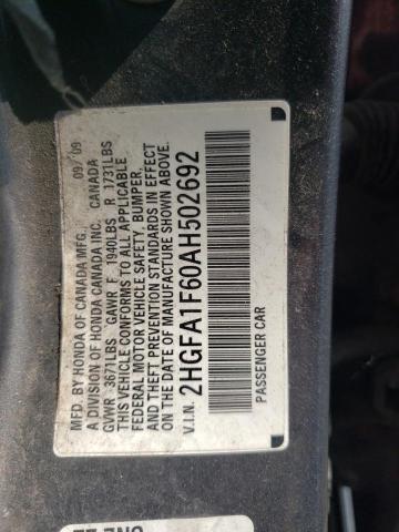 2HGFA1F60AH502692 - 2010 HONDA CIVIC LX-S GRAY photo 13
