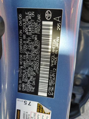 JTDKB20U267076837 - 2006 TOYOTA PRIUS BLUE photo 12