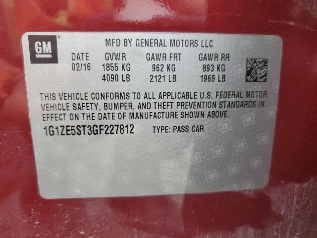 1G1ZE5ST3GF227812 - 2016 CHEVROLET MALIBU LT BURGUNDY photo 13