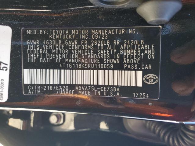 4T1G11BK9RU110059 - 2024 TOYOTA CAMRY SE NIGHT SHADE BLACK photo 13