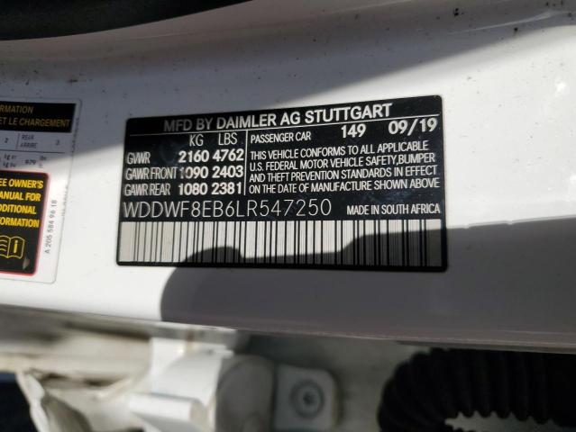 WDDWF8EB6LR547250 - 2020 MERCEDES-BENZ C 300 4MATIC WHITE photo 12