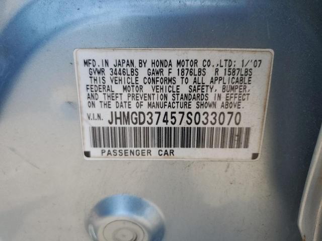 JHMGD37457S033070 - 2007 HONDA FIT BLUE photo 12