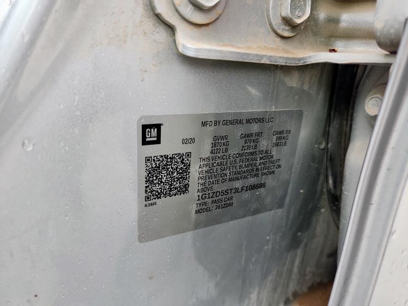 1G1ZD5ST3LF108686 - 2020 CHEVROLET MALIBU LT SILVER photo 12