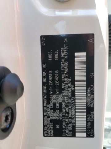 5TDGZRAH8MS077473 - 2021 TOYOTA HIGHLANDER XLE WHITE photo 13