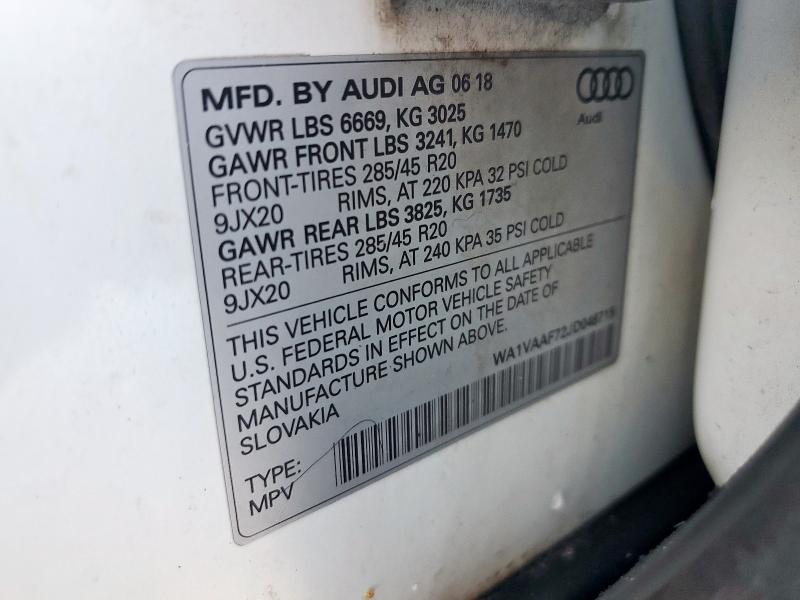 WA1VAAF72JD048715 - 2018 AUDI Q7 PRESTIGE WHITE photo 13