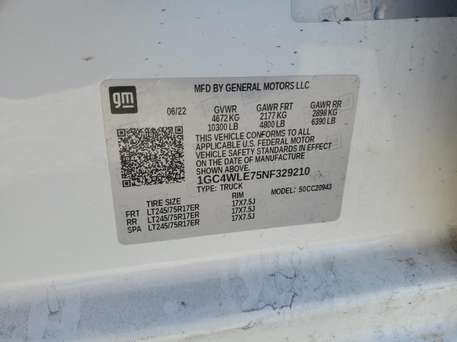 1GC4WLE75NF329210 - 2022 CHEVROLET SILVERADO C2500 HEAVY DUTY WHITE photo 12