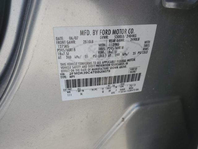 2FMDK39C47BB29079 - 2007 FORD EDGE SEL PLUS SILVER photo 13