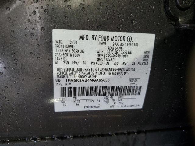 1FM5K8AB4MGA65635 - 2021 FORD EXPLORER POLICE INTERCEPTOR 灰色 照片 13