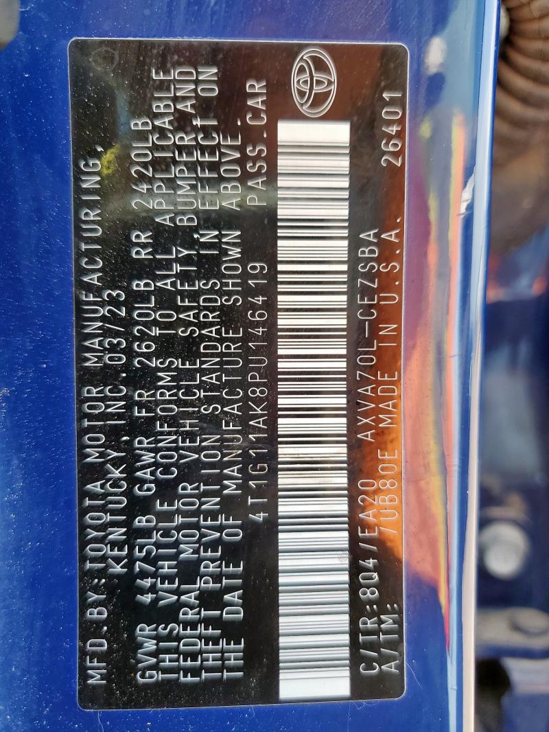 4T1G11AK8PU146419 - 2023 TOYOTA CAMRY SE NIGHT SHADE BLUE photo 13