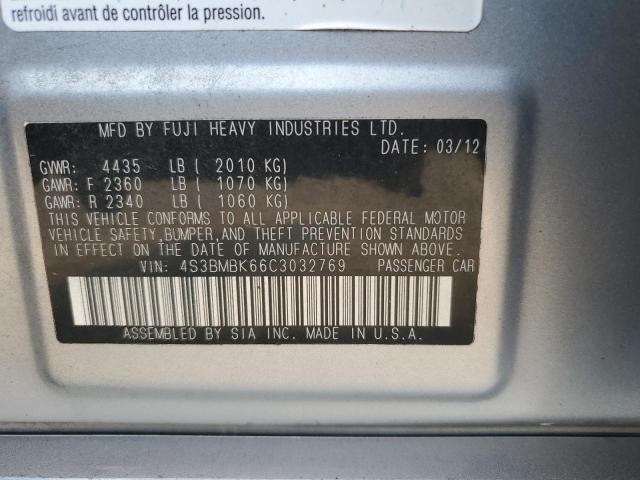 4S3BMBK66C3032769 - 2012 SUBARU LEGACY 2.5I LIMITED SILVER photo 12