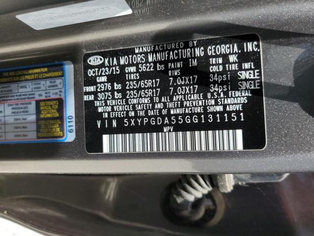 5XYPGDA55GG131151 - 2016 KIA SORENTO LX GRAY photo 13