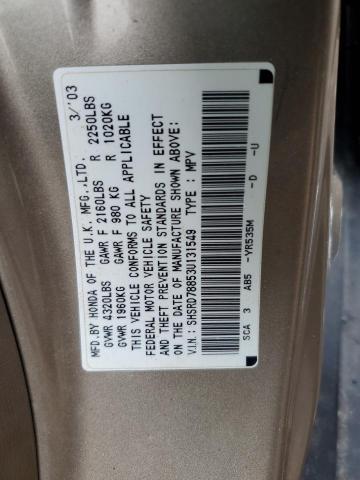 SHSRD78853U131549 - 2003 HONDA CR-V EX 金色 照片 13