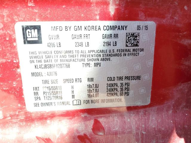 KL4CJBSB5FB207768 - 2015 BUICK ENCORE CONVENIENCE 红色 照片 13